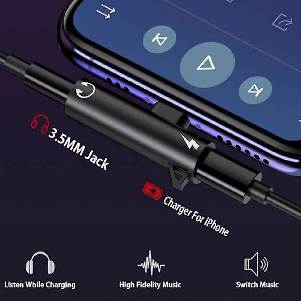 Lightning - 3,5 mm:n kuulokeliitäntä Audio Latausadapteri Muunnin iPhonelle - DGJR punainen