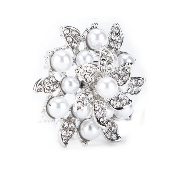 Broche Diamant Blomst Perle Legering Mode til Udsøgt Gave TøjdekorationerSølv