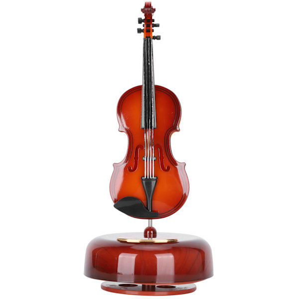 Roterende Cello Shape Music Box Musikinstrument Model Hjem Dekorationer med Stand