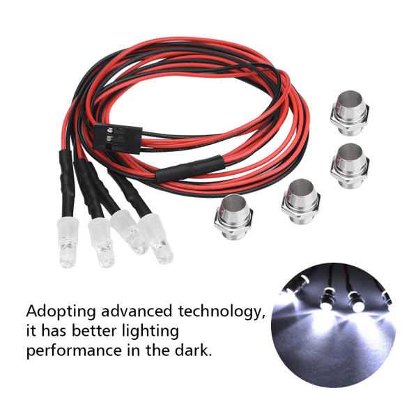 4st 5 mm strålkastare RC tillbehör LED-ljus för modelldriftbilsfordon (2# vitt ljus)