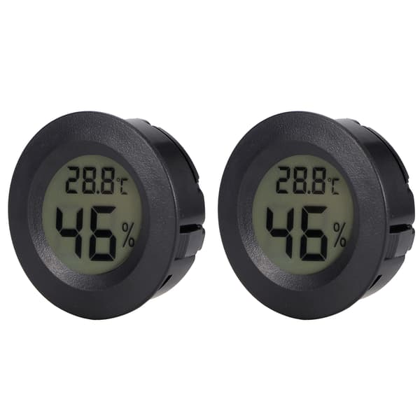 2 STK Mini Digital LCD Termometer Hygrometer Rund Form Temperatur Fuktighetsmåler for Reptilboks