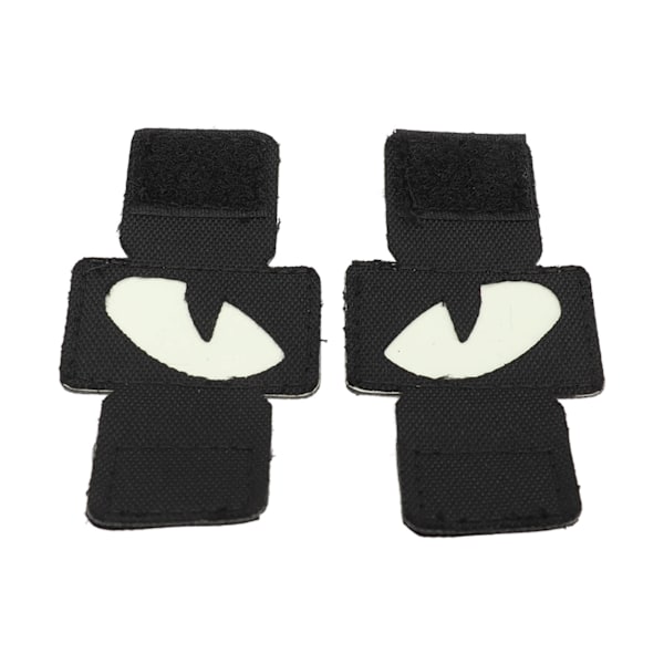 2 stk. Katteøje-patch med reflekterende velcro-design i lærred - Lysende katteøje-patch til hatte, uniformer, rygsække, udendørsaktiviteter og natteture - Sort