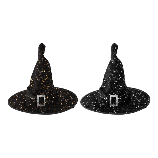 2st Halloween Hatt Fest Dekorativ Häxhatt Trollkarl Lockig Brätte Spetsig Hatt Kostym