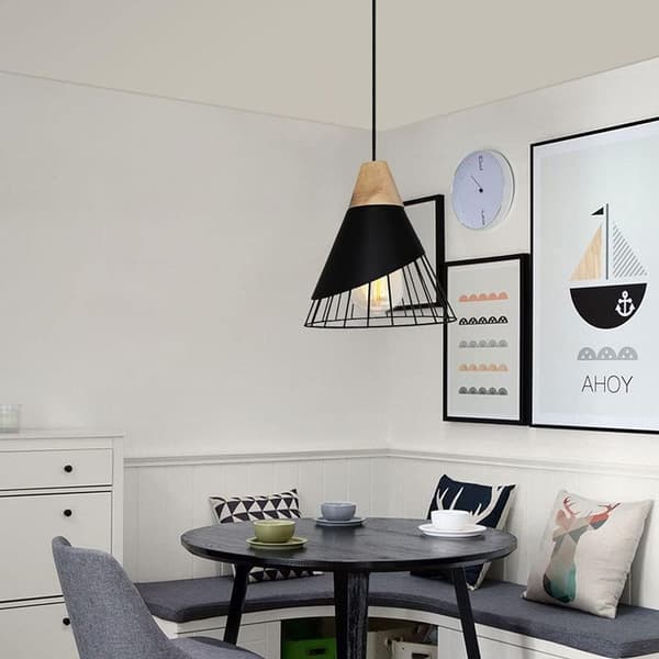 Retro sort metal lysekrone – bur pendellampe E27 – Dimensioner D:25cm H:30cm – Moderne belysning til hjem og kontor
