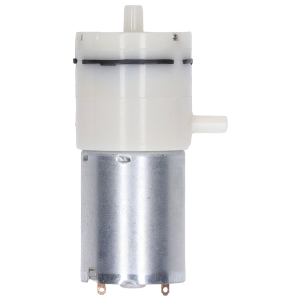Mikrolufttrykkpumpe DC-membranvakuumpumpe med 90 graders vinkel luftporter Hvit 12V
