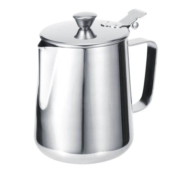 Rustfritt stål Tykkmelkskummende kopp Kanne Kaffekanne Latte Art med lokk for hjemmekaffe1000ML