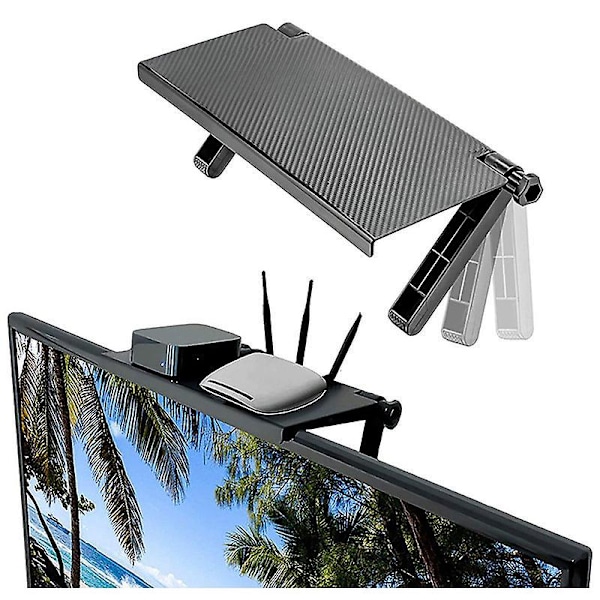 Justerbar Skärmhylla Topphylla för Vikbar Monitor TV-Monitorhylla Set Top Box Hyllskärmställ Vikbar Monitorstativ för TV-Box, Fjärrkontroll
