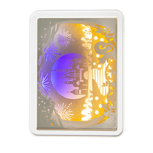 Papercut Light Box Pehmeä lämmin valo romanttinen USB -akkukäyttöinen 3D-paperin veistoslamppu makuuhuoneen toimistojuhliin Type 6 (manuaalinen kytkin)