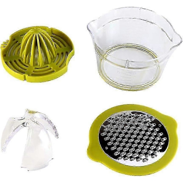 Multifunktionel Manuel Citruspresser, 4 I 1 Juicer Til Appelsiner, Citroner, Citrusfrugter, Med 2 Rivejern, Graveret Måling 400ml