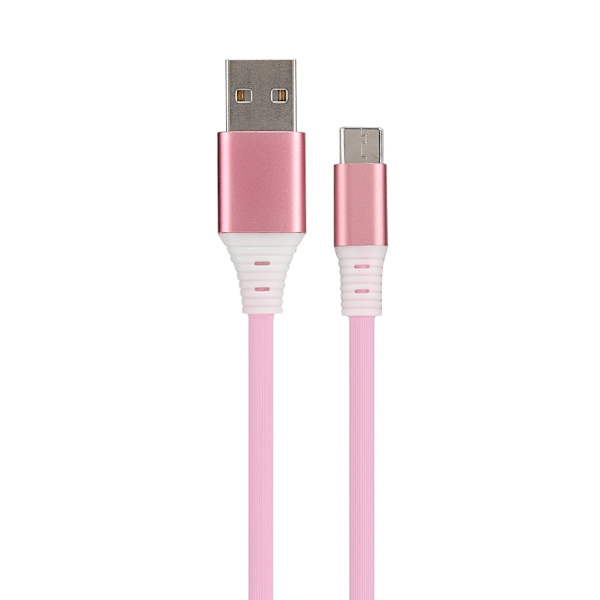 2 stk. TPE aluminiumslegering datakabel med LED-belysning til telefoner med Type C-interface (pink)