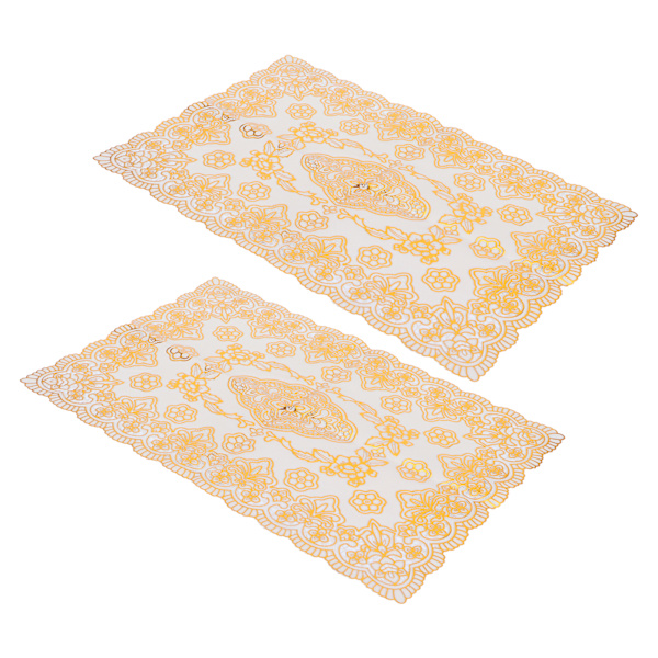 2ST 30cmx45cm PVC Bordsmatta Guld Placestabletter Koppunderlägg Pad Kök Bröllopsdekoration Stil 4