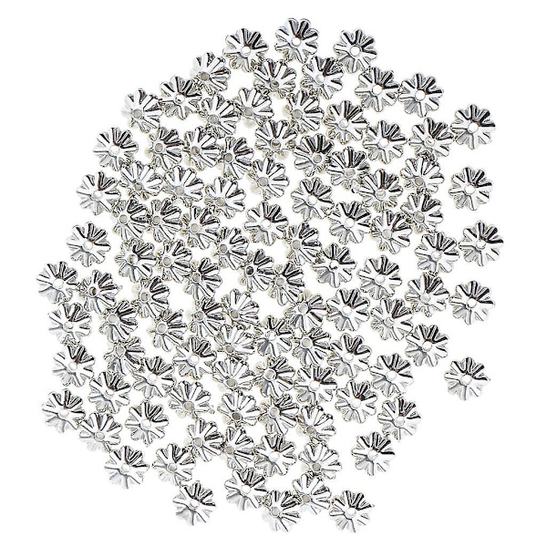 2 x 100 st Glitter Silver Alloy Daisy Spacer Pärlor 7,5 mm DIY Handgjorda Smycken