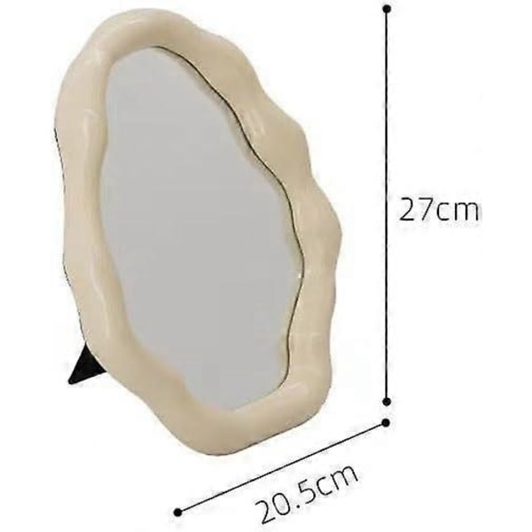 Pöytäpeili jalustalla, epäsäännöllisen muotoinen meikkipeili (keltainen)