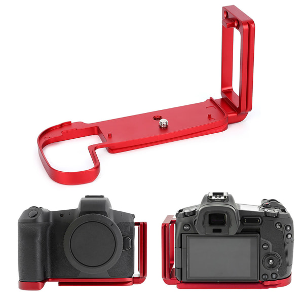 L-formad metall snabbkopplingsplatta Handgrepp för Canon EOS-R spegellös kamera (röd)