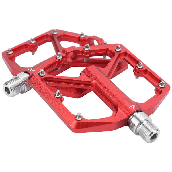 1 par ZTTO Mountainbike pedaler i aluminiumlegering, skridsikre cykelplatform, flade pedaler (rød)