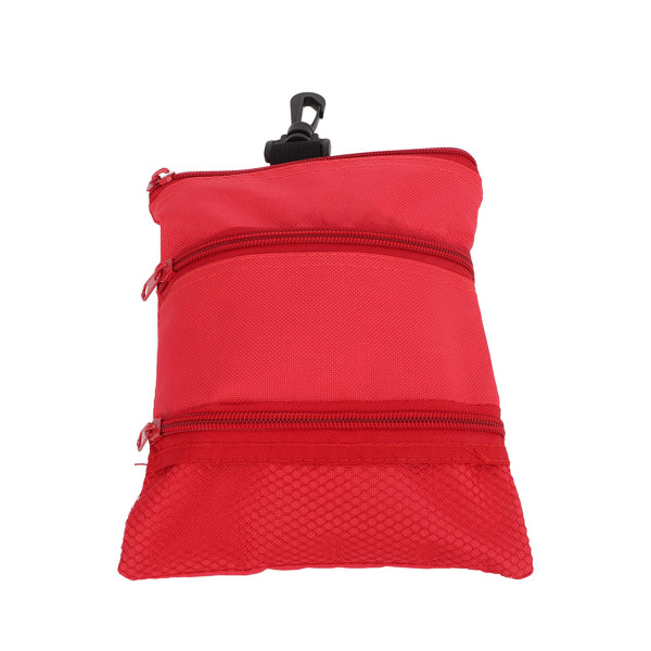 Golf Tee Pouch Bærbar Golf Ball Bag Udsøgt Multi Pocket Golf Tee Håndtaske med Clip til Mænd Kvinder Rød