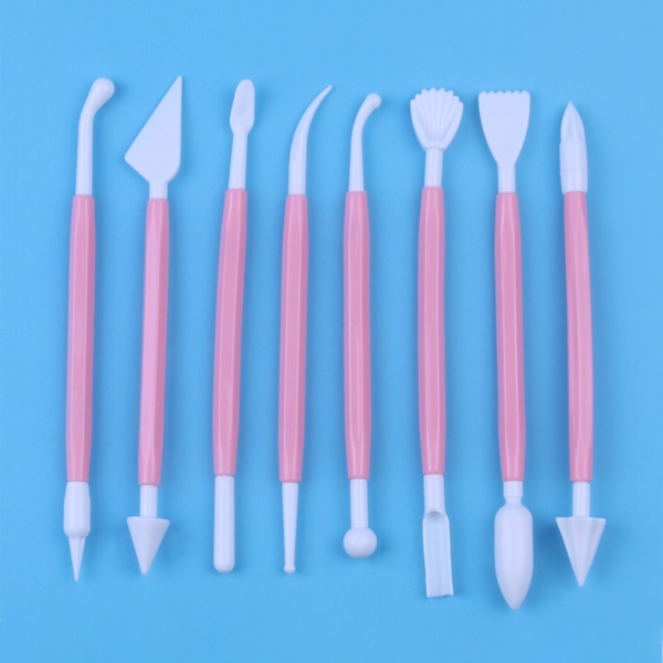 8 stk. fondant modelleringsværktøjer sikkert plastik rigt stil aftageligt hoved kage skulpturværktøjer til hjemmekøkken DIY