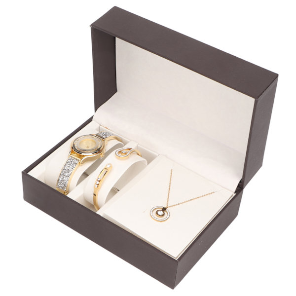 Watch för kvinnor Set vattentät gyllene watch Armband och halsband Set för bröllop Högtider Födelsedagar