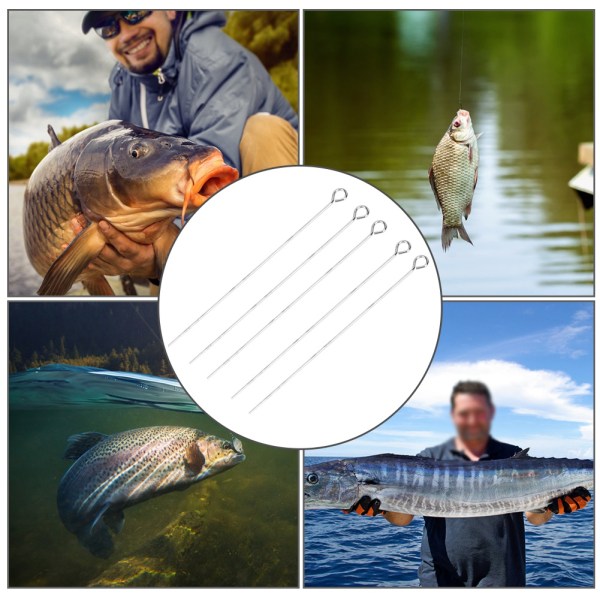 Rustfrit stål fiske agn øjepinde lang nål fladlås fund tilbehør (50mm)