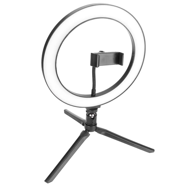LED-ringlys 10 niveauer dæmpning skrivebordslampe med 3 farvetemperaturer til live-udsendelse