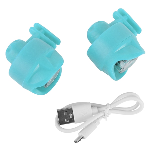 2 stk. USB-oppladbare skolykter for nattevandring, sykling, løping og gåing, blå
