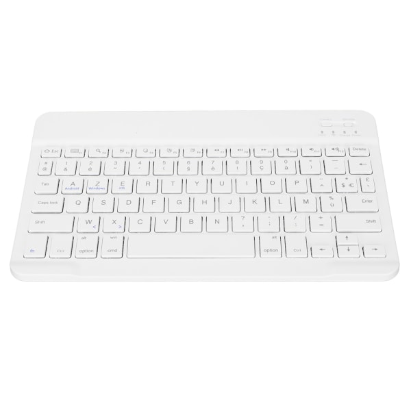 10 tommer trådløst tastatur slankt vanntett saksestil trådløst Bluetooth fransk AZERT-tastatur for nettbretttelefon Hvit