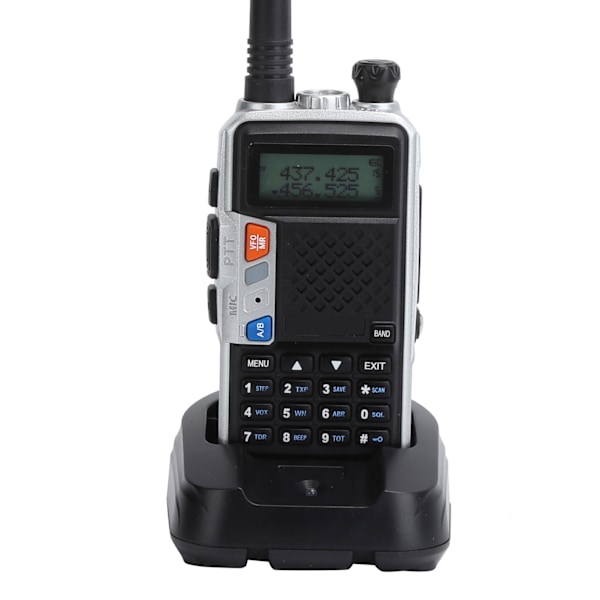 Bärbar Walkie Talkies Kit Handhållen LCD-display Walky Talky med Baksida Klipp 100‑240VSilver EU-kontakt 100‑240V