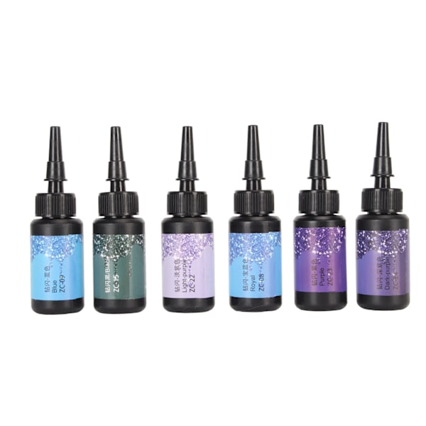 6 stk farvet UV-harpiks 10 ml hver penneformet hurtigt hærdende aluminiumsfolie Tætning UV-lim til gør-det-selv smykker håndværk Lilla serie