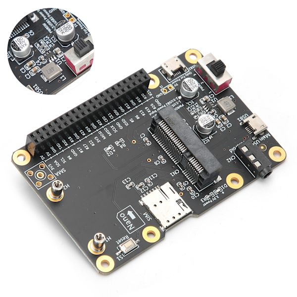 3G/4G LTE-pohjahattu Raspberry Pi 4/3/2/B+ -moduulille, tietokonekortti USB -liitäntään SIM-kortilla