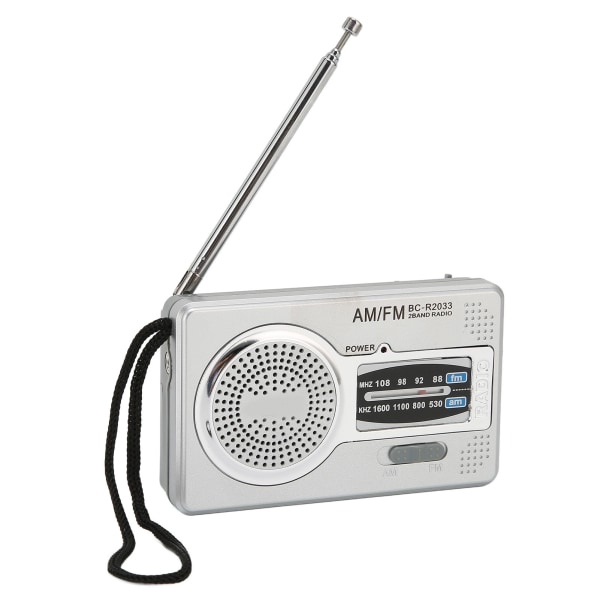 AM FM Transistor Radio DSP Chip Bærbar Pocket Mini Radio med højttalerhovedtelefonstik Sølvgrå