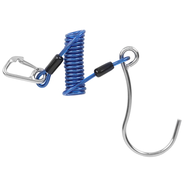 Spring Anti Lost Rope Single End Marine Grade Sports Rustfritt stål Coral Rock Drift Dykkerkrok tilbehør (blå)
