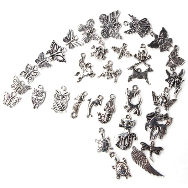 Deep Silver Alloy käsityönä tehdyt riipukset rannekorujen valmistukseen (100 tyyliä)
