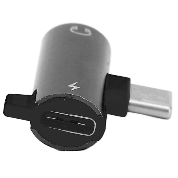 TypeC til 3,5 mm hodetelefonadapter lader 2 i 1 jack HIFI lyd med PD hurtiglading (svart)