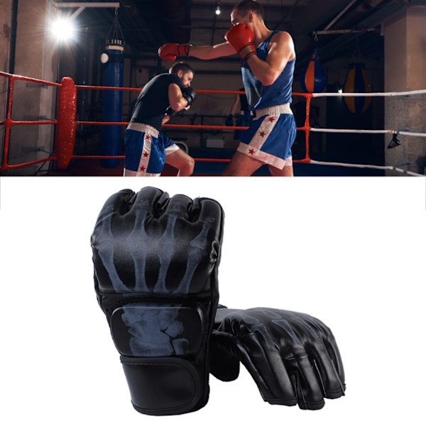 Boksehandsker Unisex Voksen Halv Finger Taekwondo Beskyttende Tøj til MMA Kamptræning Sort