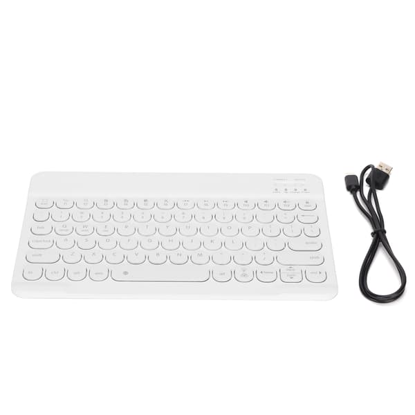 Trådløst tastatur med runde taster 10 tommer baggrundsbelyst børstet computertilbehør til Android/WIN/IOS Hvid