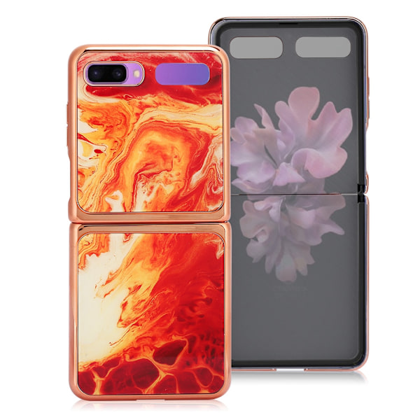Härdat glasfodral för mobiltelefonskydd Fodral Baksida Skyddsfodral för Galaxy Z Flip Röd