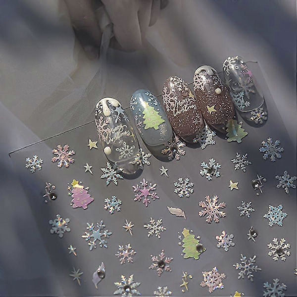 5D Nagelstickers Hög Kvalitet Diamant Julserie Snöflinga Form Nageldekorationer Nagelkonstdekorationer to4335