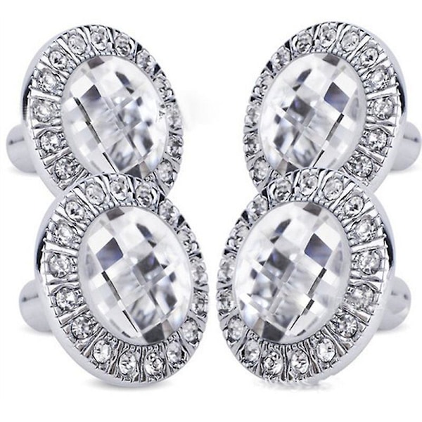 4 stk. Runde Dørknop 30mm Håndtag Funklende Krystal Rhinestone Håndtag Knop Køkkenskabslåger Skuffer Knapper Sølv