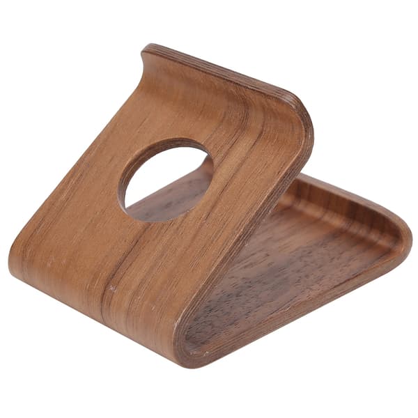 Dobbeltsidet valnød desktop tablet PC holder mobiltelefon stativ beslag tilbehør (nøddebrun)