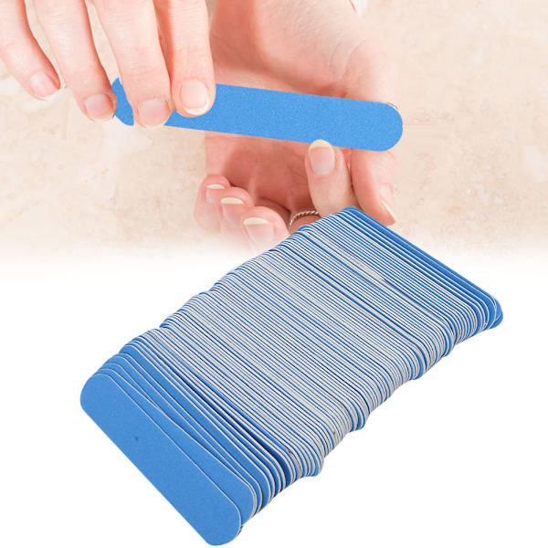 100 st dubbelsidig nagelfil nagelbuffer slipning polering remsa manikyrverktyg blå