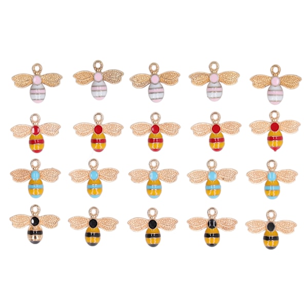 20pcs Bee Charm Pendants Portable Hand Made DIY Crystal Rhinestone Alloy Bee Pendant for Jewelry Necklace Earrings Making