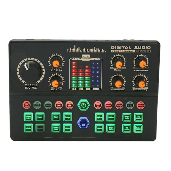 Mini ljudmixerbord intelligent brusreducering Bluetooth trådlöst live ljudkort röstväxlare för live streaming svart
