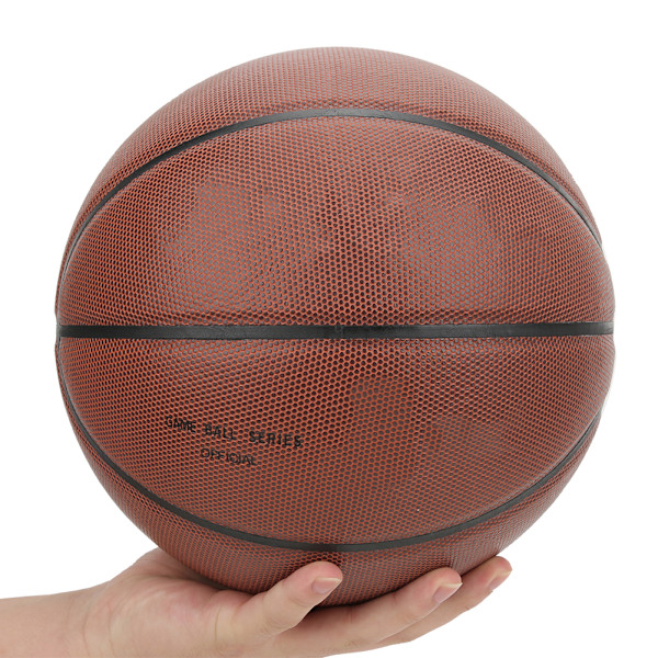 Basketboll i PU-läder, storlek 7, fukttransporterande, slitstark, för träning, tävling och undervisning