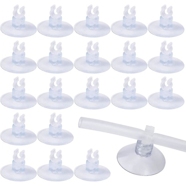 20 stk. klare akvariumsugkopper, 5 mm akvariumsugkopper med rørholderklemmer