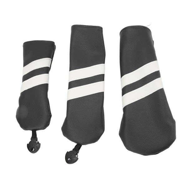 Klubbhuvudskydd PU Klubbskydd Trä Fairway Hybrid Roterbar Etikett 3 Storlek Klubbskydd för Sport Utomhus Svart