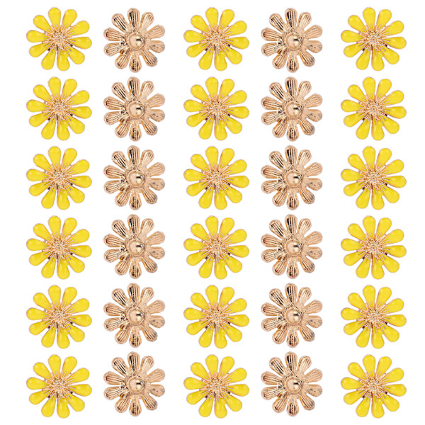 30 st Rhinestone Appliques Solros Fjäril DIY Hårdekoration Legering Tillbehör 1,8 cm/0,7 tum Gul Daisy