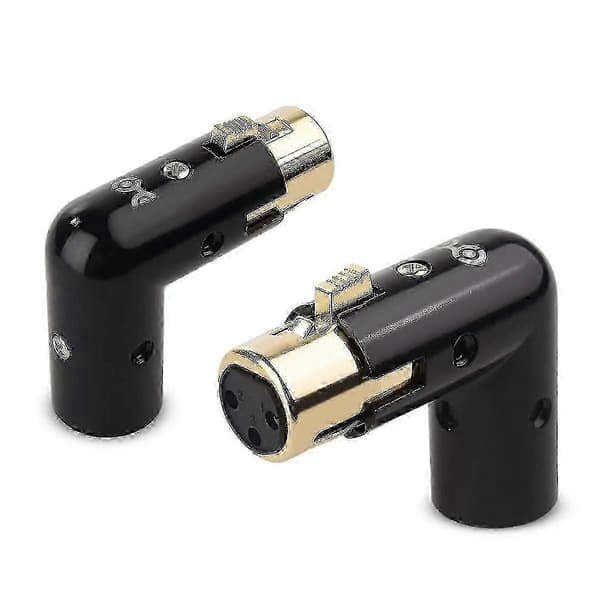 2 stk. lydadapterstik 3-bens XLR 90 graders retvinklet han til hun sort Black