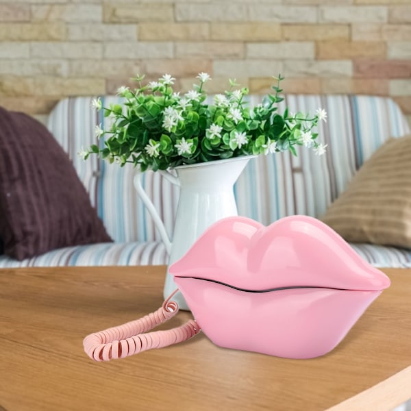 Eurooppalainen tyyli Kotipuhelin Muodikas vaaleanpunainen huulet Shape Desktop lankapuhelin Vaaleanpunainen