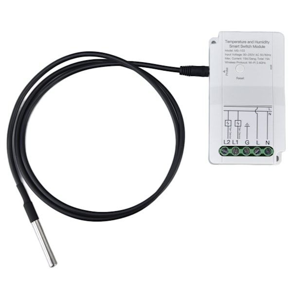 WiFi-temperatur- og fuktighetsbrytermodul med dobbel reléutgang med temperatursensor 90-250V for TUYA Smart App