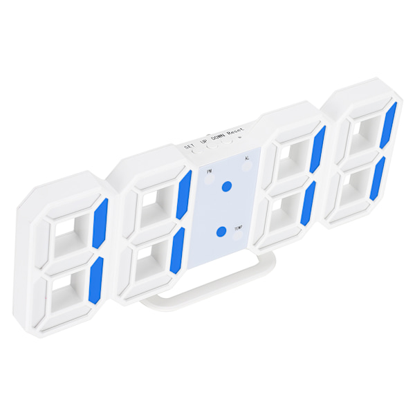 3D digital LED veggklokke alarmnummer tidsvisning USB-lading hjemmeklokker (blå)